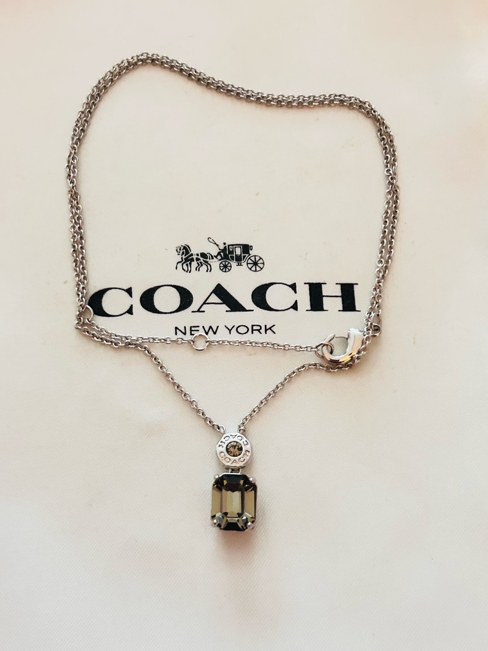 Coach Smoky Gray Stone Charm Necklace - Picture 13 of 14